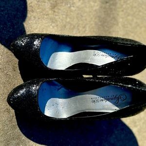 Black sparkle heels